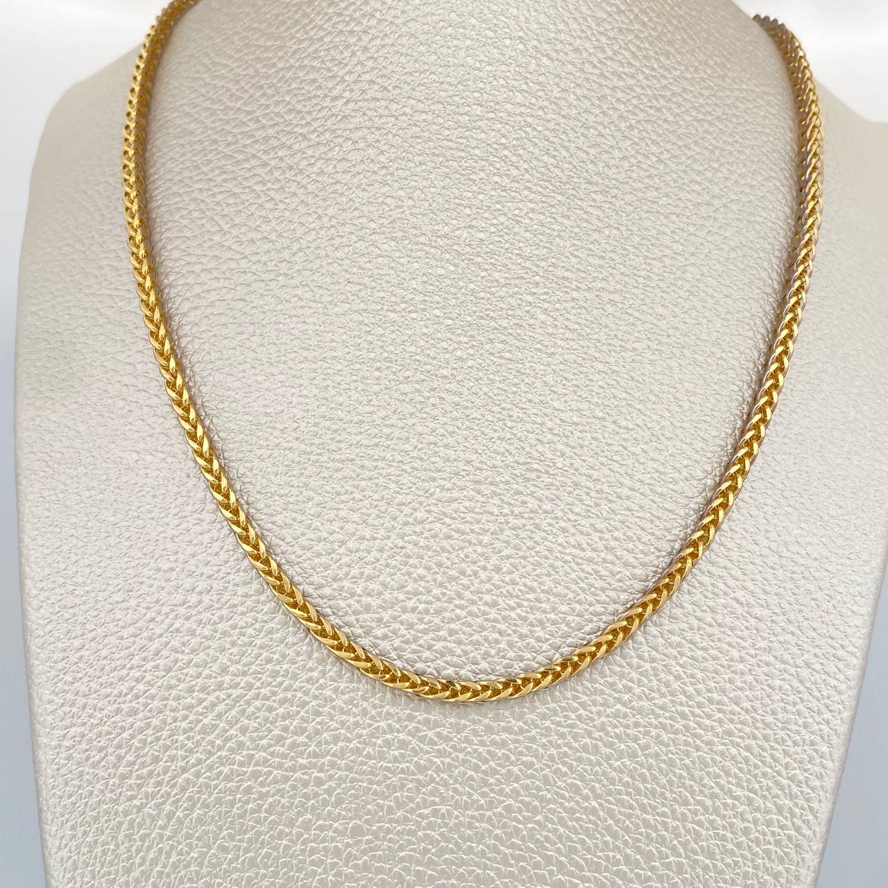 Cadena Franco 12.15gr / 65cm / 2.52mm Dos Oros Amarillo Blanco +3 18K $