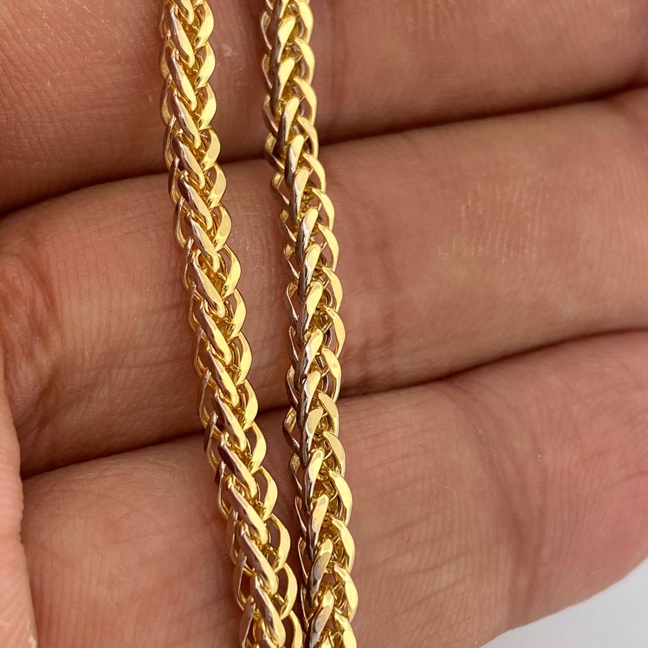 Cadena Franco 12.15gr / 65cm / 2.52mm Dos Oros Amarillo Blanco +3 18K $