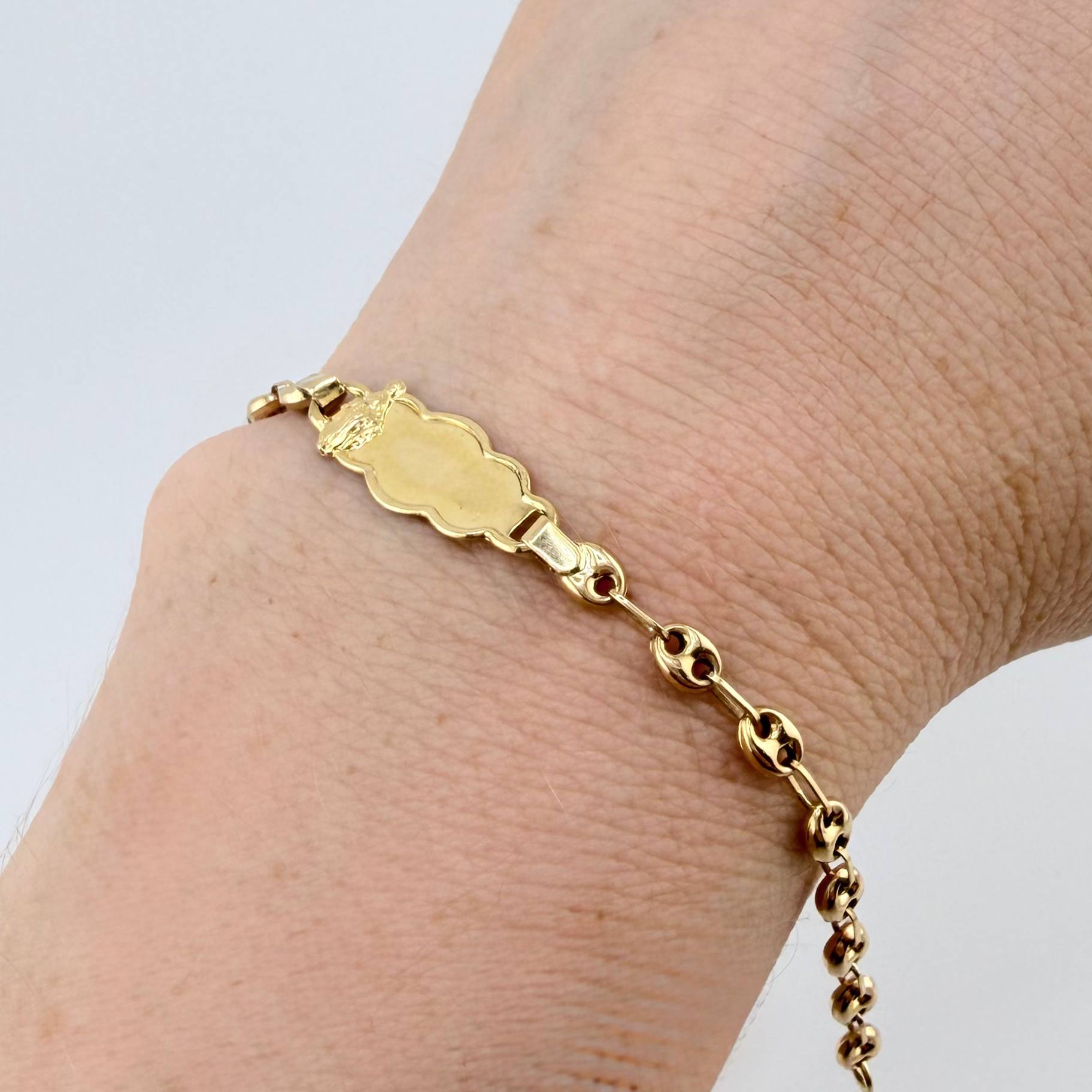 Pulso Bebé Placa GC 1.85gr / 14cm-3.5mm Oro Amarillo 18K