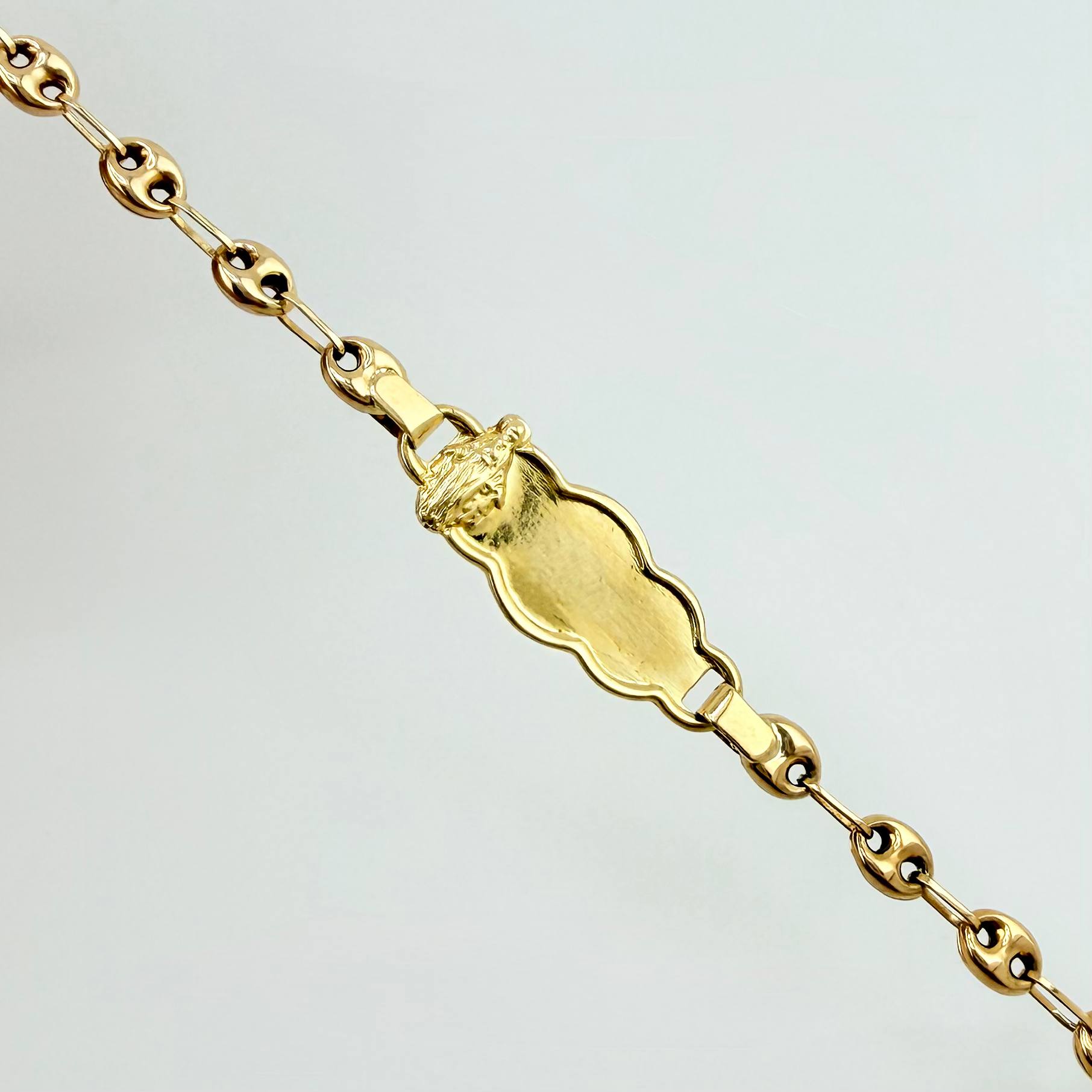 Pulso Bebé Placa GC 1.85gr / 14cm-3.5mm Oro Amarillo 18K