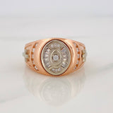 Anillo Sello Ovalado 8.9 g / T10 1/4 Dos Oros Blanco Rosa 18K