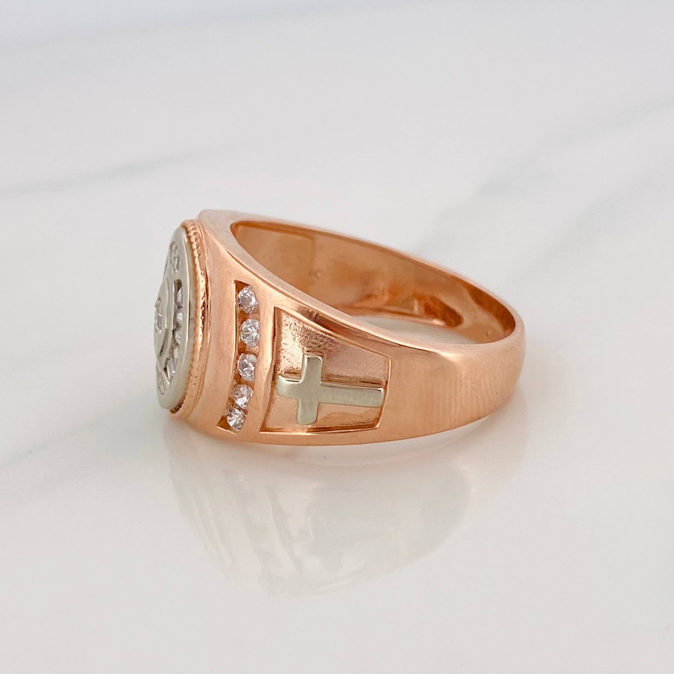 Anillo Sello Ovalado 8.9 g / T10 1/4 Dos Oros Blanco Rosa 18K