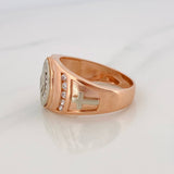 Anillo Sello Ovalado 8.9 g / T10 1/4 Dos Oros Blanco Rosa 18K