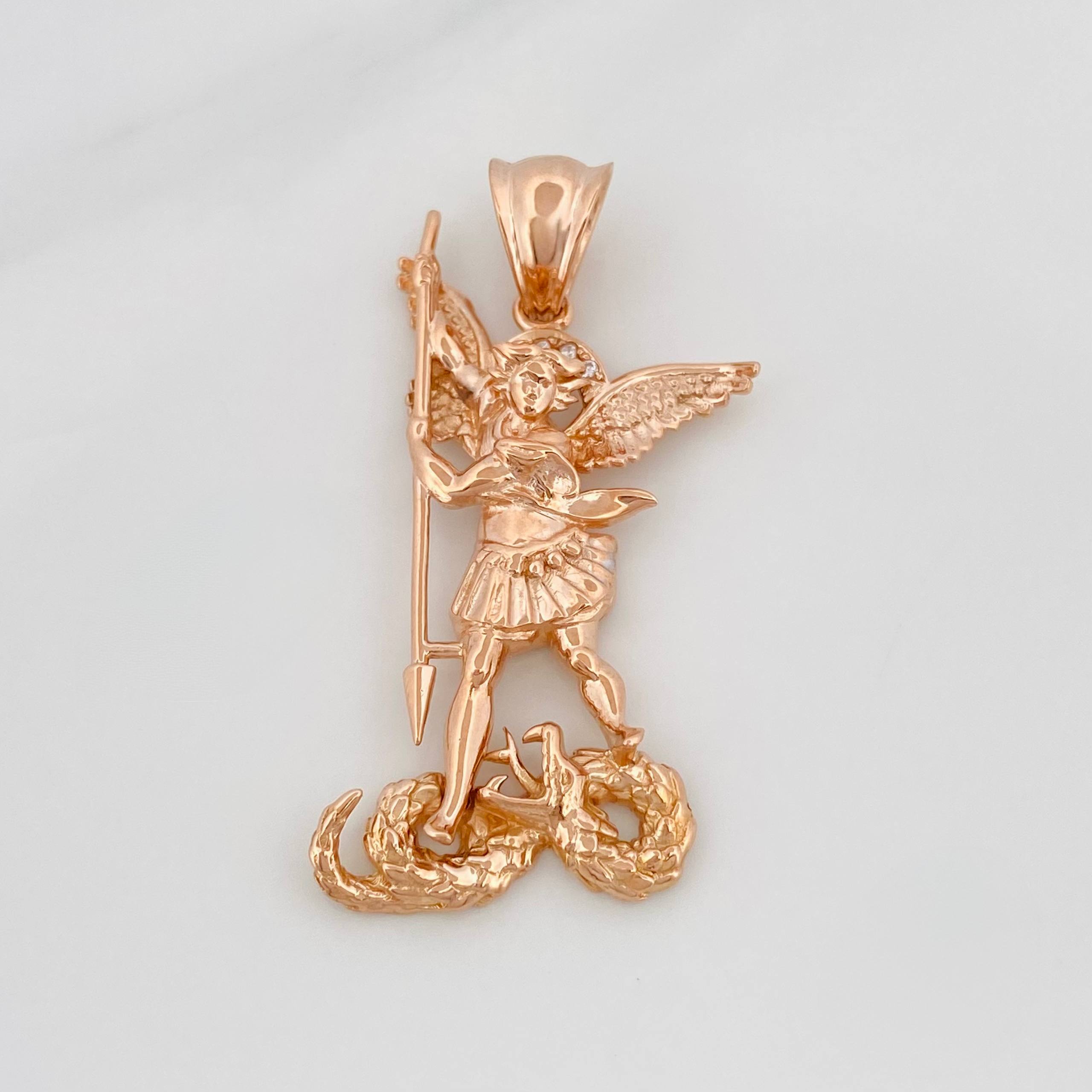 Dije San Miguel Arcangel 9.9 g / 4.5 cm Oro Rosa 18K