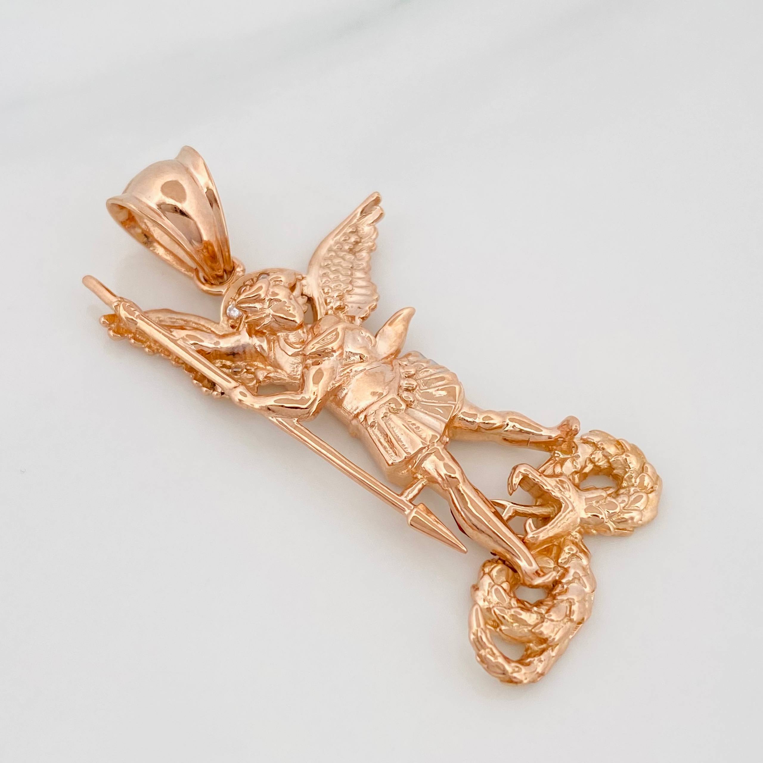 Dije San Miguel Arcangel 9.9 g / 4.5 cm Oro Rosa 18K