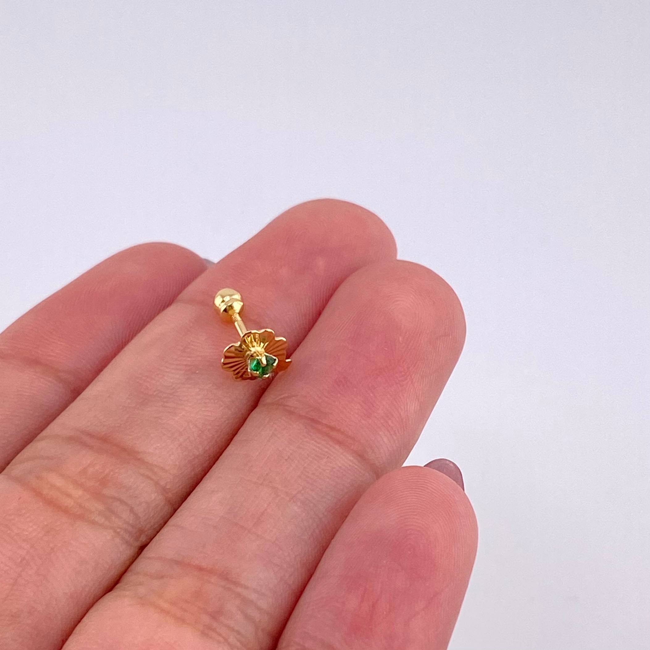 Piercing Trebol Chispa Central 0.45g / 1.1cm Oro Amarillo 18K
