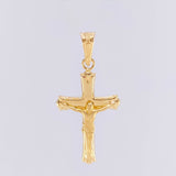 Dije Cruz Cristo Cuatro Destellos Mate 1.25g / 3.4cm Oro Amarillo 18K