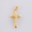 Dije Cruz Cristo Puntas Planas Mate 0.75g / 2.7cm Oro Amarillo 18K