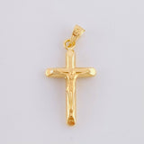 Dije Cruz Cristo Puntas Planas Mate 0.75g / 2.6cm Oro Amarillo 18K