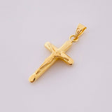 Dije Cruz Cristo Puntas Planas Mate 0.75g / 2.7cm Oro Amarillo 18K