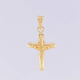 Dije Cruz Cristo Puntas Planas Mate 0.75g / 2.7cm Oro Amarillo 18K