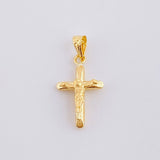 Dije Cruz Cristo Puntas Planas Mate 0.55g / 2.2cm Oro Amarillo 18K