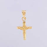 Dije Cruz Cristo Puntas Planas Mate 0.55g / 2.2cm Oro Amarillo 18K