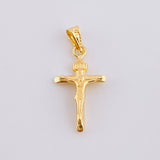 Dije Cruz Cristo Puntas Planas Mate 0.55g / 2.3cm Oro Amarillo 18K