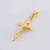 Dije Cruz Cristo Puntas Planas Mate 0.55g / 2.4cm Oro Amarillo 18K