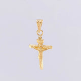 Dije Cruz Cristo Puntas Planas Mate 0.55g / 2.3cm Oro Amarillo 18K