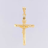 Dije Cruz Cristo Puntas Planas Mate 1.55g / 3.9cm Oro Amarillo 18K
