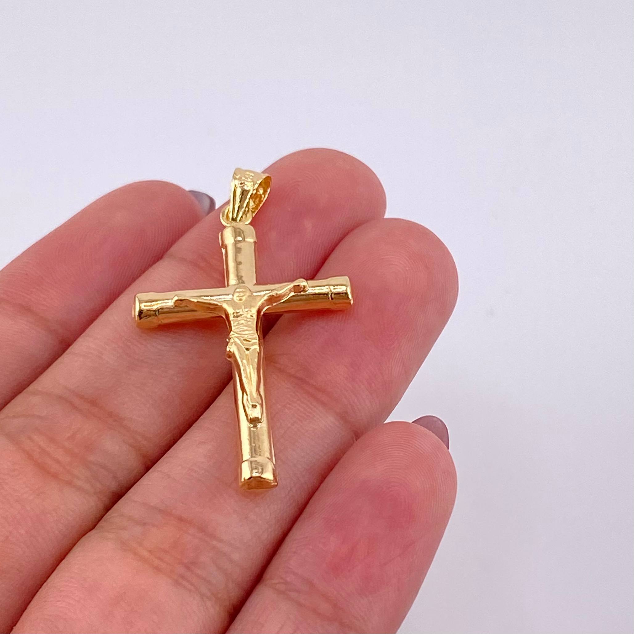 Dije Cruz Cristo Mate 1.8g / 3.9cm Oro Amarillo 18K
