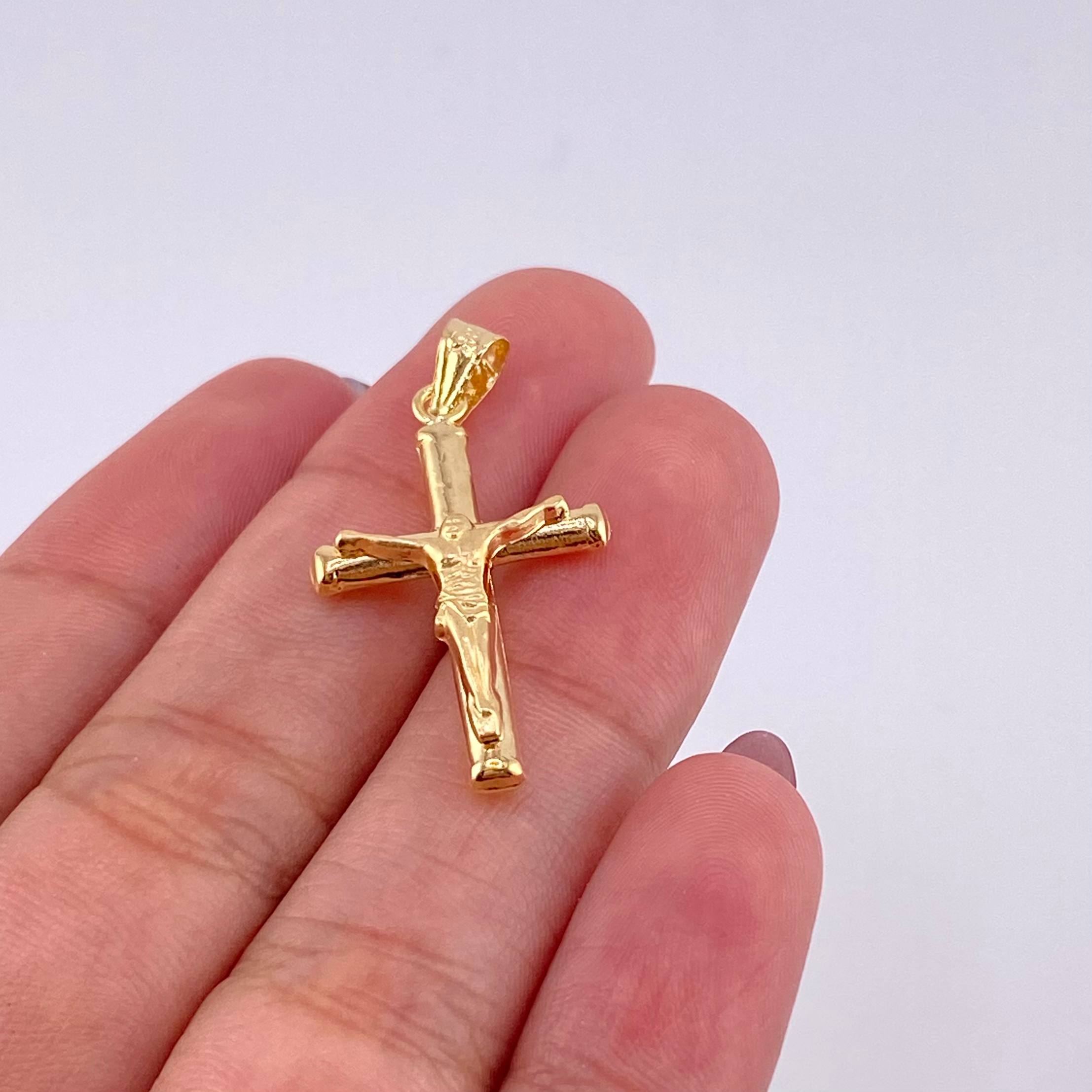 Dije Cruz Cristo Mate 1.25g / 3.4cm Oro Amarillo 18K