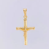Dije Cruz Cristo Puntas Planas Mate 0.75g / 2.6cm Oro Amarillo 18K