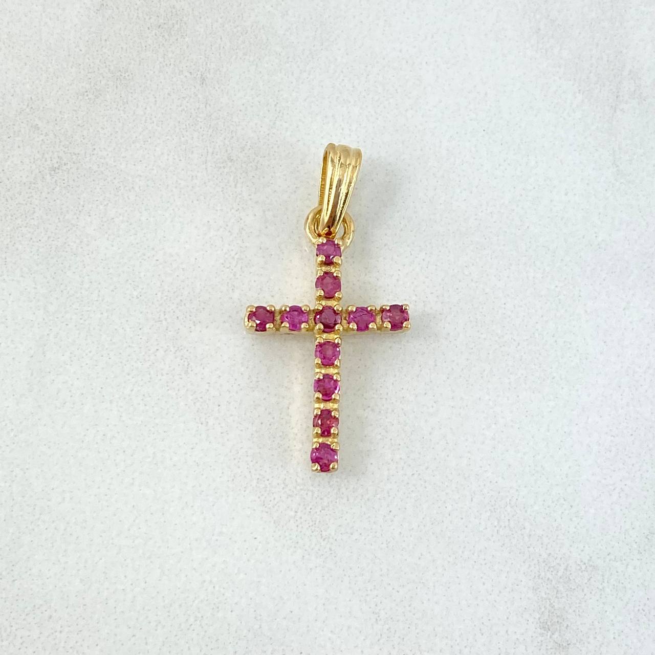 Dije Cruz 2.1gr / 2.7cm / Rubíes 36pts Oro Amarillo (Joya) ©