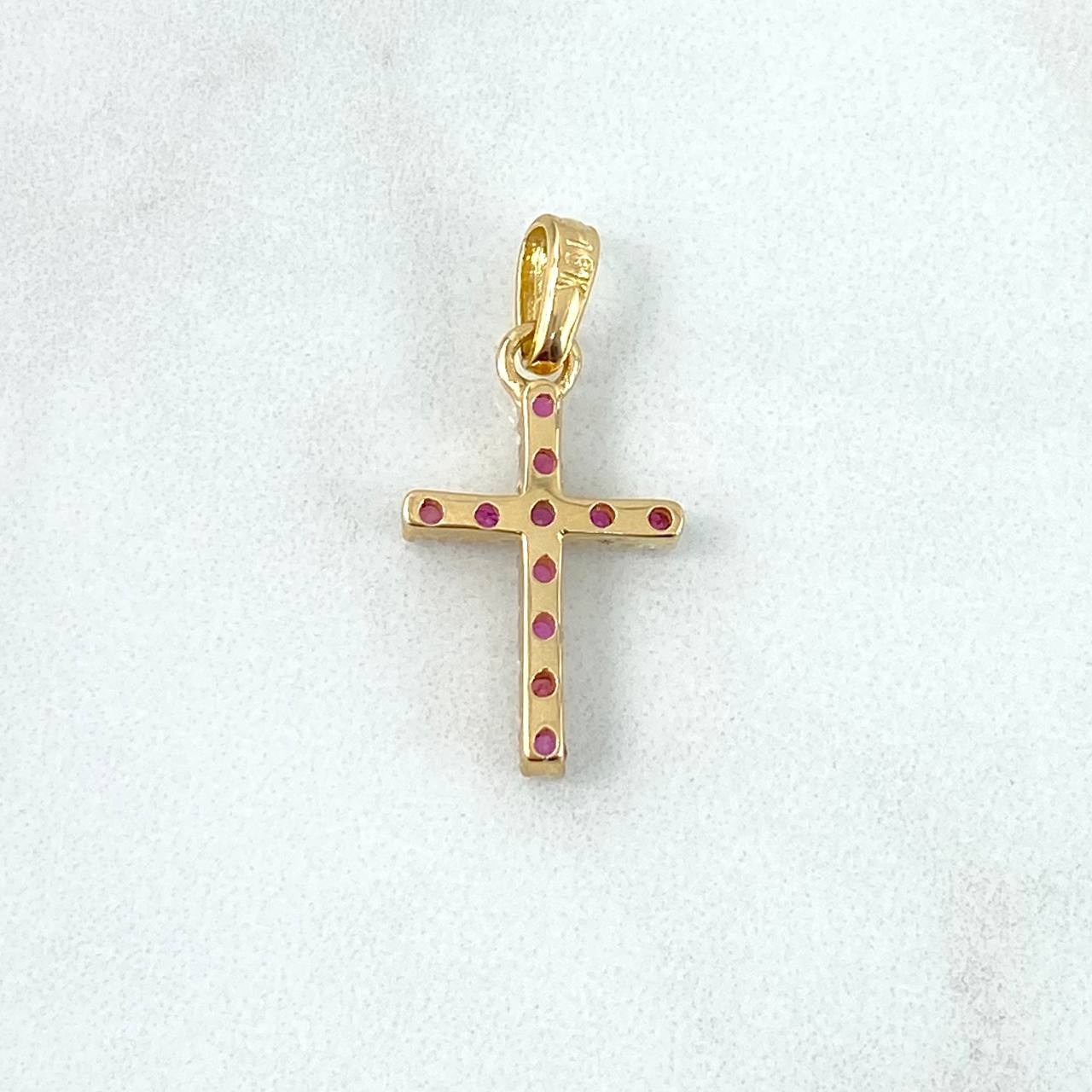 Dije Cruz 2.1gr / 2.7cm / Rubíes 36pts Oro Amarillo (Joya) ©