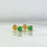 Topos Cuadrados 1.35gr / 0.45cm / Esmeraldas 50pts Oro Amarillo (Joya) ©