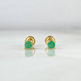 Topos Cuadrados 1.05gr / 0.35cm / Esmeraldas 24 Puntos Oro Amarillo (Joya) ©