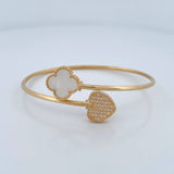 Pulso Aro Trebol Corazon 9.3gr / 19.3cm / 2.3mm Oro Amarillo Nac.Esp. 18K %