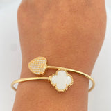 Pulso Aro Trebol Corazon 9.3gr / 19.3cm / 2.3mm Oro Amarillo Nac.Esp. 18K %