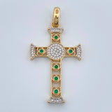 Dije Cruz Halo Corazones 5.15gr / 4.5cm / Dos Oros Amarillo Blanco 18K %