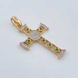 Dije Cruz Halo Corazones 5.15gr / 4.5cm / Dos Oros Amarillo Blanco 18K %