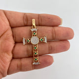 Dije Cruz Halo Corazones 5.15gr / 4.5cm / Dos Oros Amarillo Blanco 18K %