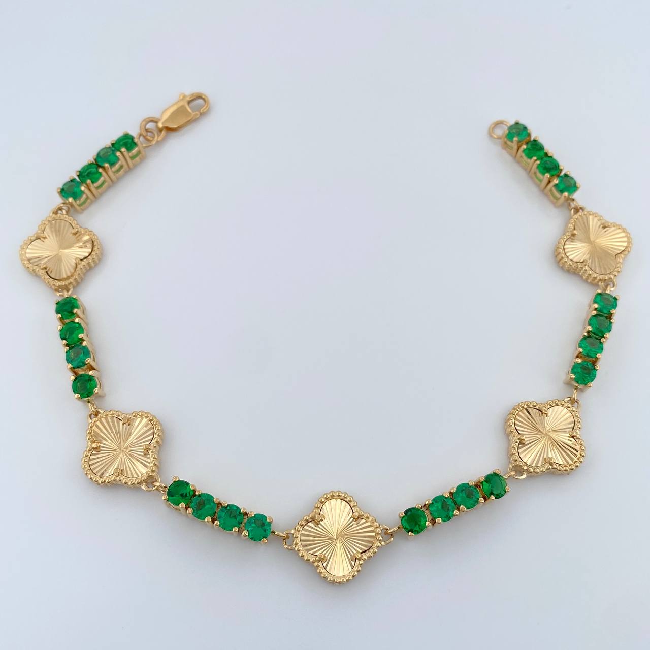 Pulso Tennis Trebol 18.05gr / 20.2cm / 3.66mm Oro Amarillo Nac.Esp. 18K %