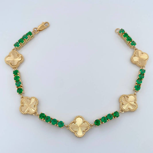 Pulso Tennis Trebol 18.05gr / 20.2cm / 3.66mm Oro Amarillo Nac.Esp. 18K %