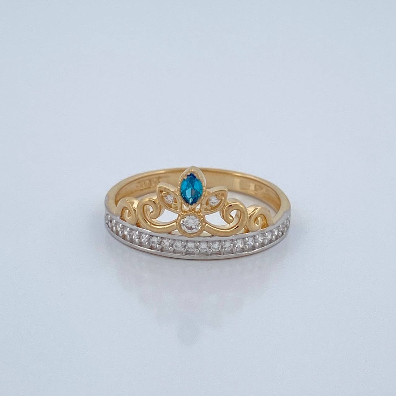Anillo Tiara 2.3gr / 6.25cm / Dos Oros Amarillo Blanco 18K %