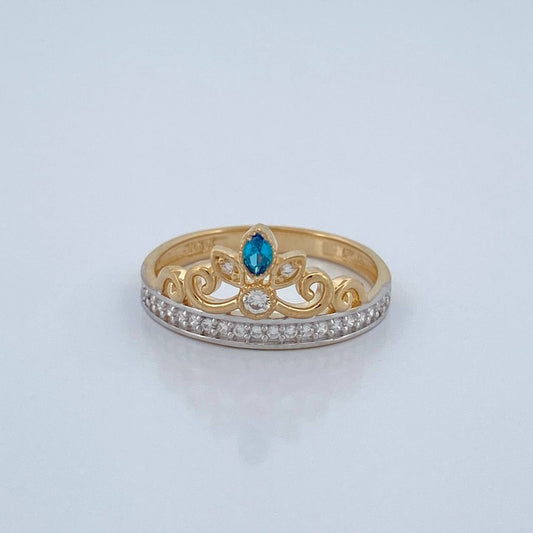 Anillo Tiara 2.3gr / 6.25cm / Dos Oros Amarillo Blanco 18K %