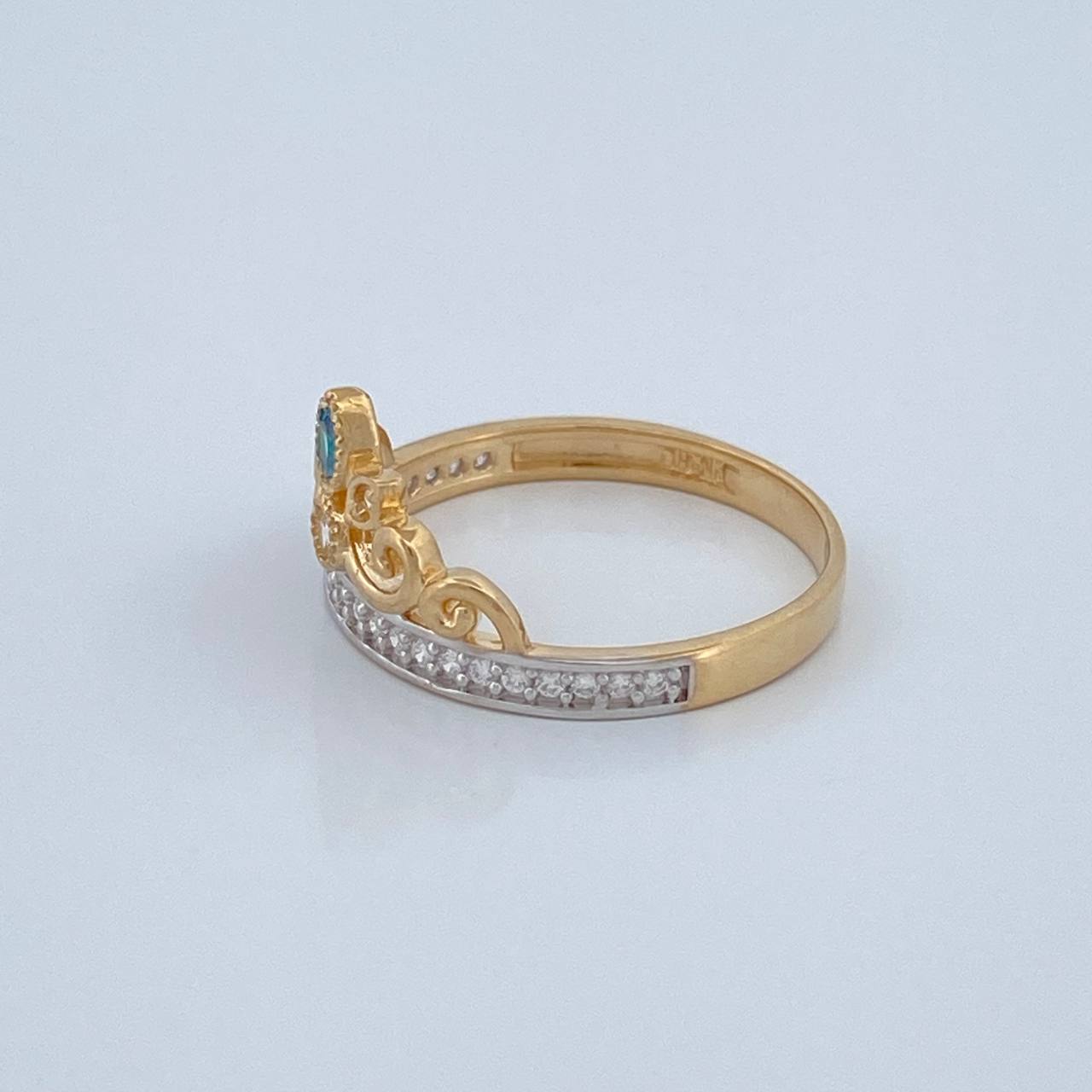 Anillo Tiara 2.3gr / 6.25cm / Dos Oros Amarillo Blanco 18K %