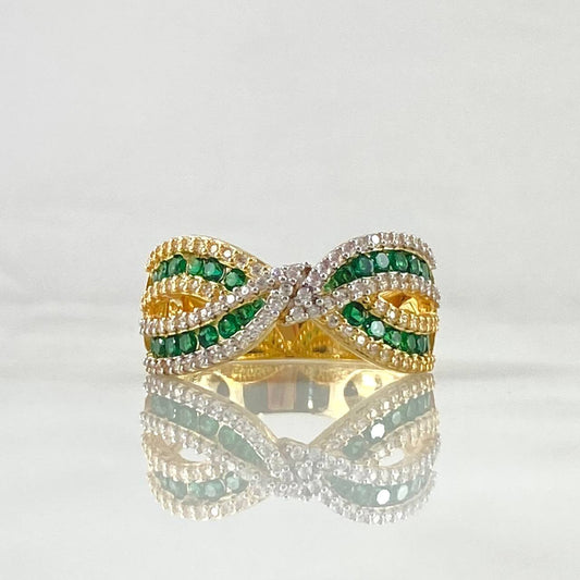 Anillo Moño Infinito 5.4gr / T8 / Dos Oros Amarillo Blanco 18K ©