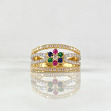 Anillo Flor de Lineas 4.6gr / T6 3/4 / Oro 18K *