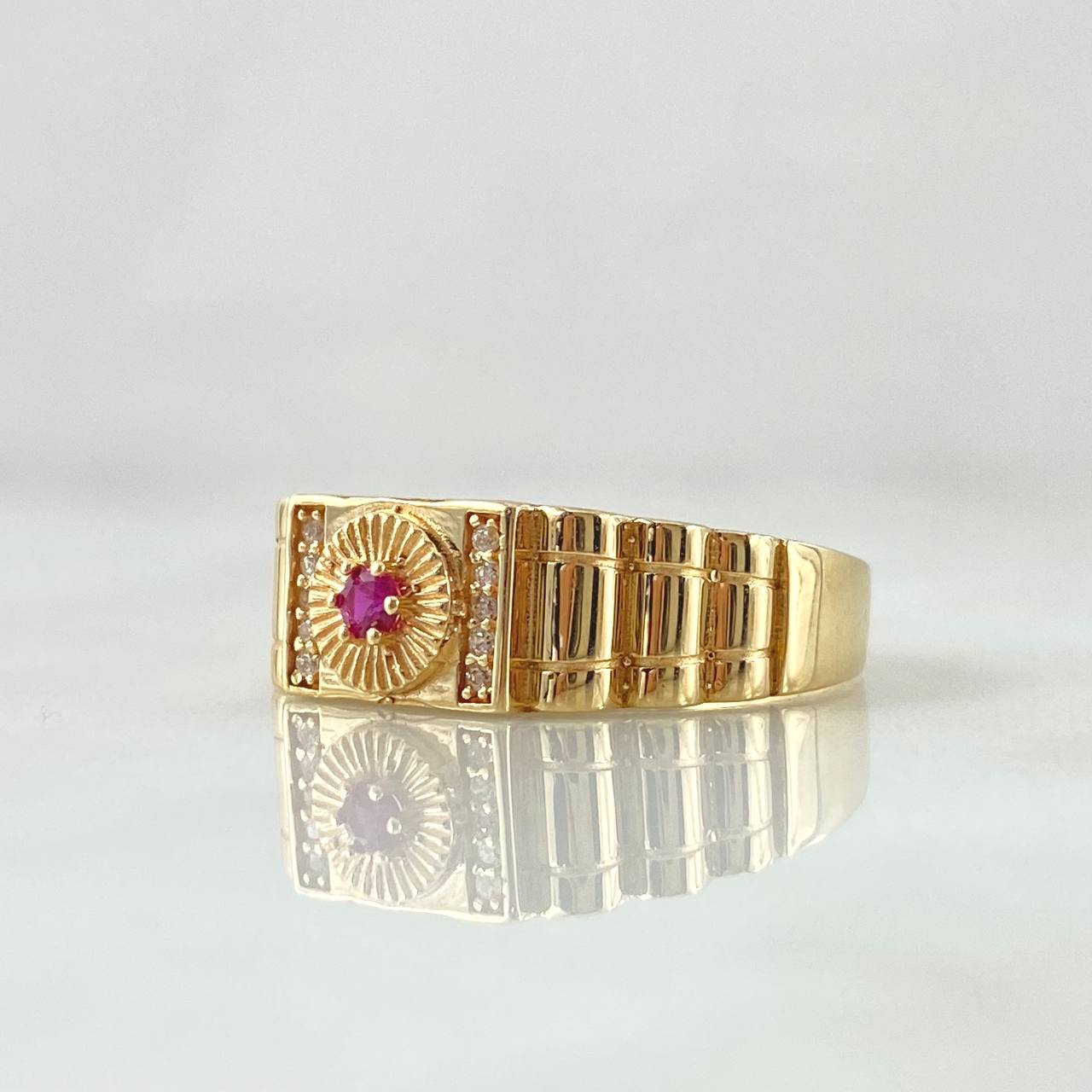Anillo Sello Aro Rayado 4.85gr / T9 1/2 / Oro 18K *