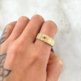Anillo Sello Aro Rayado 4.85gr / T9 1/2 / Oro 18K *