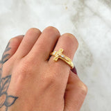 Anillo Crúz Cristo Punteado 4.6gr / T9 3/4 / Oro 18K *