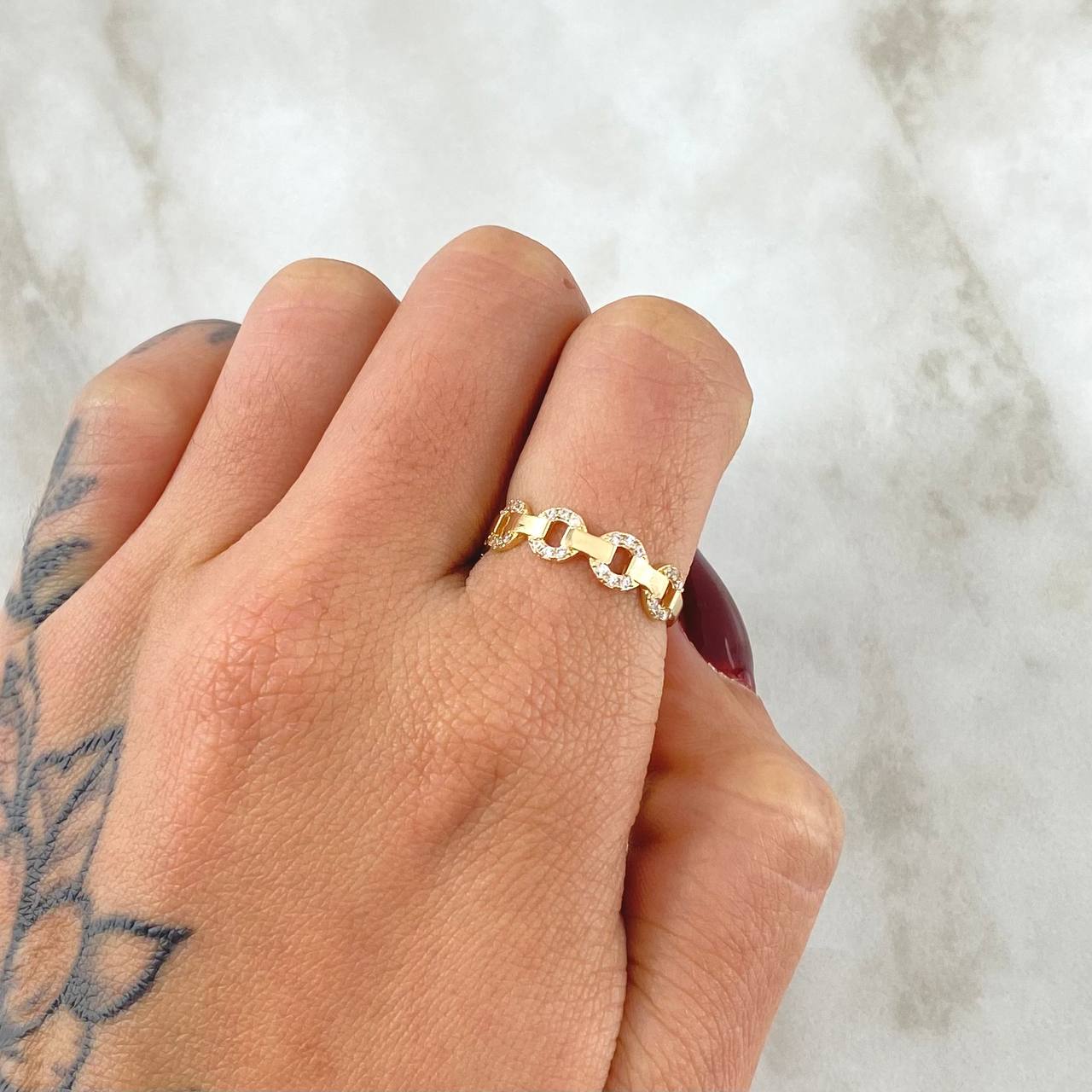 Anillo Cubano Parcial 1.6gr / T5 3/4 / Oro 18K *