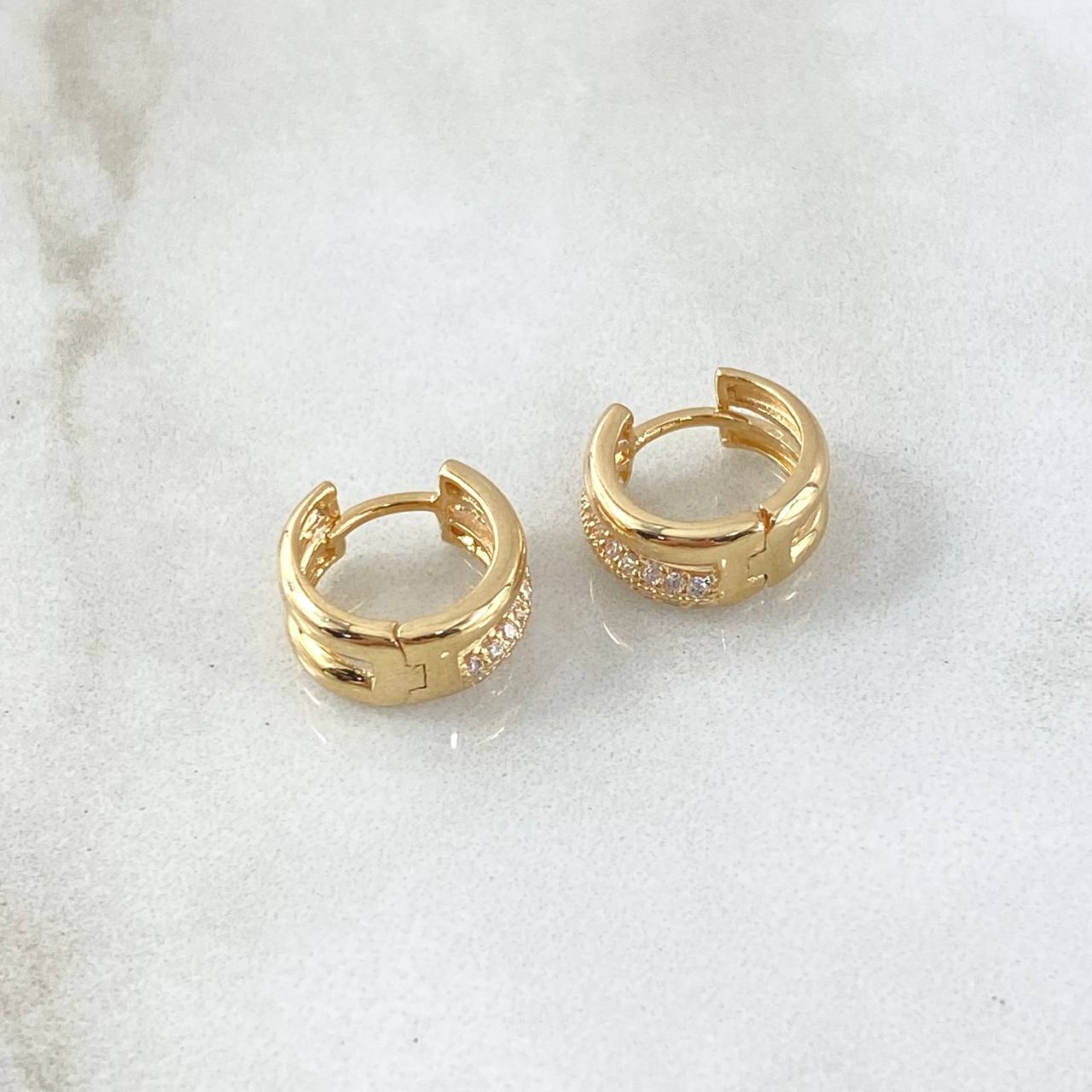 Candongas Carril Cubano 3.1gr / 1cm / Oro 18K *