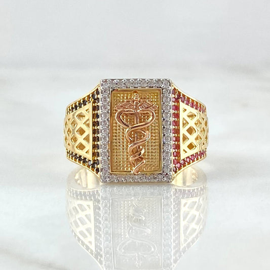 Anillo Caduceo de Serpientes 8.4gr / T10 1/2 / Oro 18K *