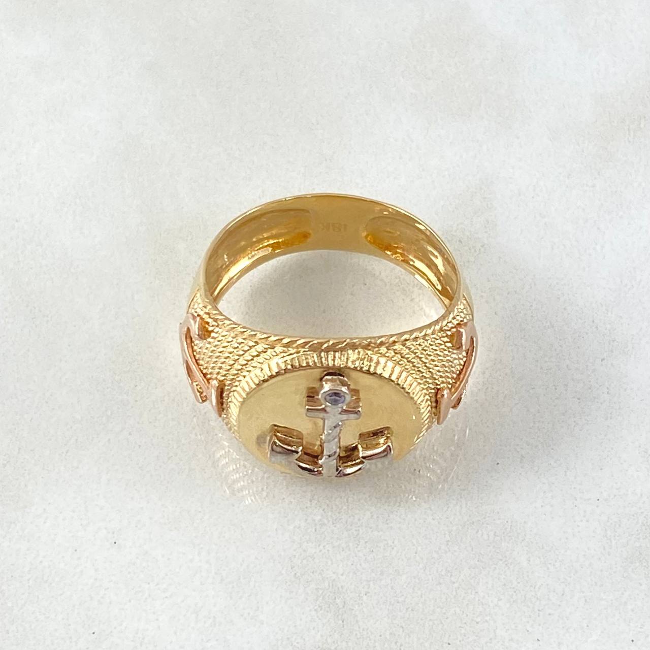 Anillo Ancla Punteado 5.9gr / T10 / Oro 18K *