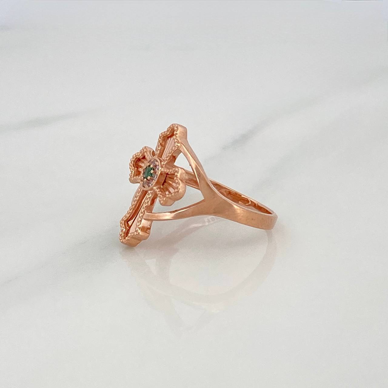 Anillo Cruz 3.55g / T7 1/4 Oro Rosa 18K