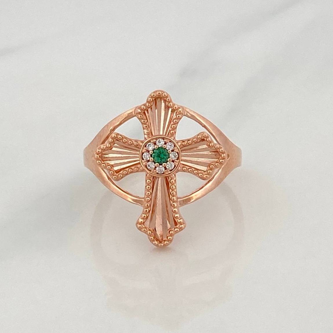 Anillo Cruz 3.55g / T7 1/4 Oro Rosa 18K