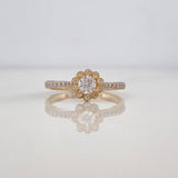 Anillo Flor 1.95g / T7 Dos Oros Amarillo Blanco 18K